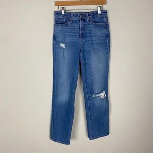 Old Navy High Rise OG Loose Jeans Blue Distressed Pockets Womens Size 4